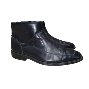 Stacy Adams Mens Black Leather Ankle Boots Dress Shoes Zip Up Beatle Size 9.5M